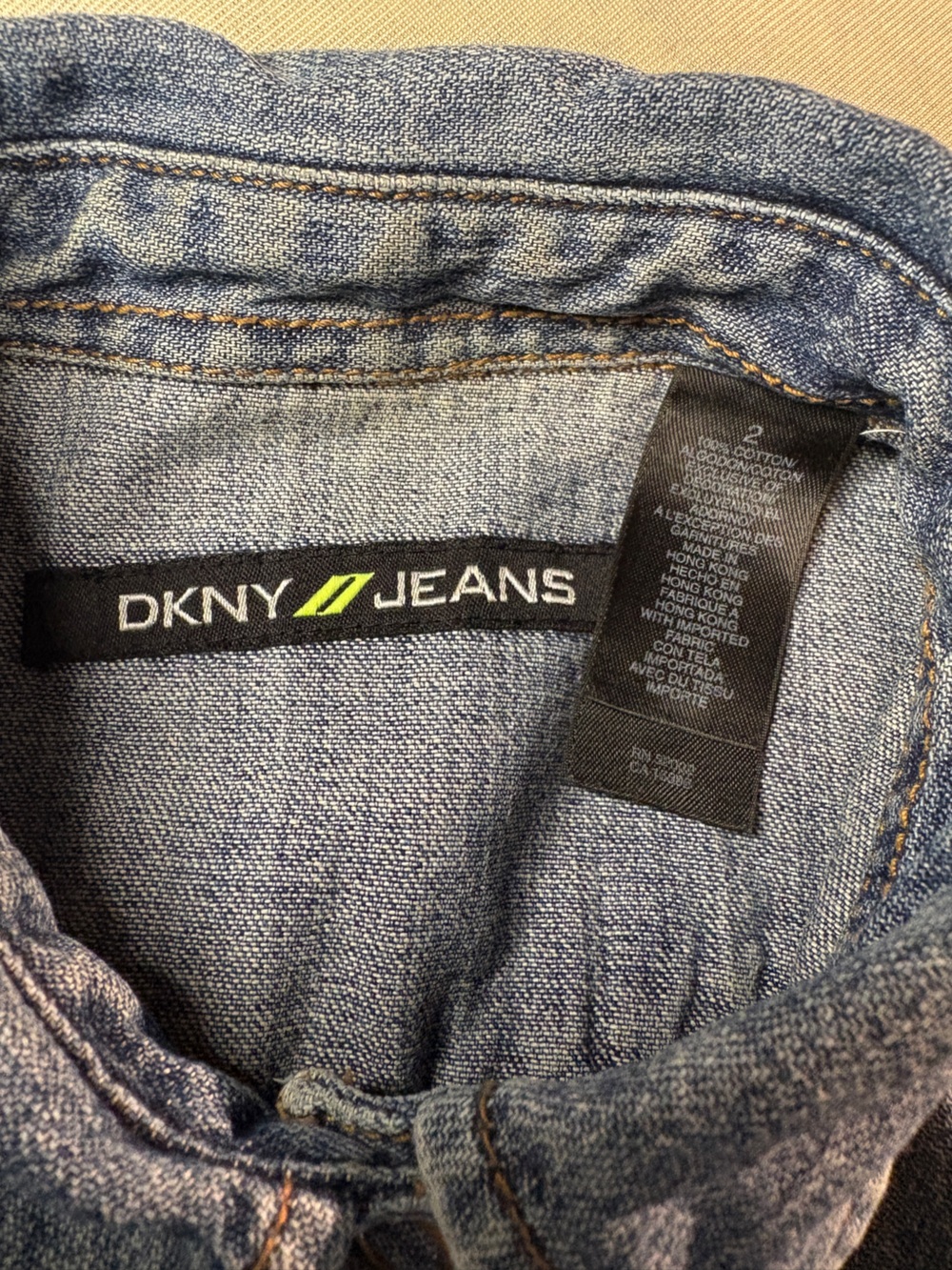 DKNY Jeans Light Wash Western Denim Button-Up Shirt - Picture 7 of 9